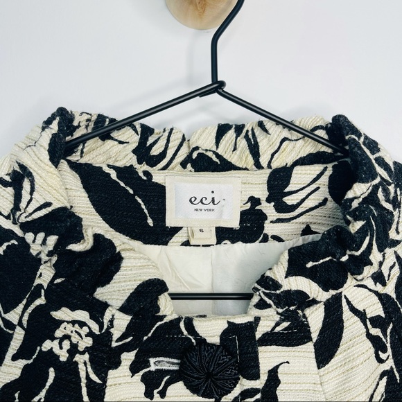 ECI New York - Floral Ruffled Linen Blazer Jacket 6 - Picture 5 of 10